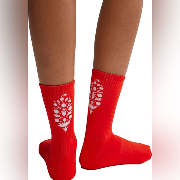 FP Movement Last Lap Crew Length Tube Socks in Flame White Combo - Picture 1 of 2